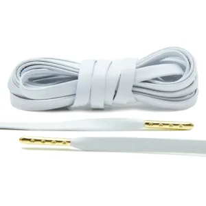 Cordones Planos Luxury Leather - White/Gold Plated