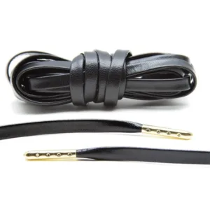 Cordones Planos Luxury leather - Black/Gold Plated