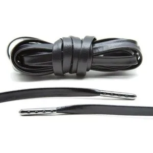 Cordones Planos Luxury Leather - Black/Gunmetal Plated
