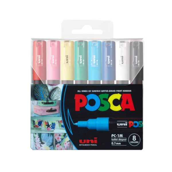 Uni POSCA 1M Set 8 colores - 0,7 mm