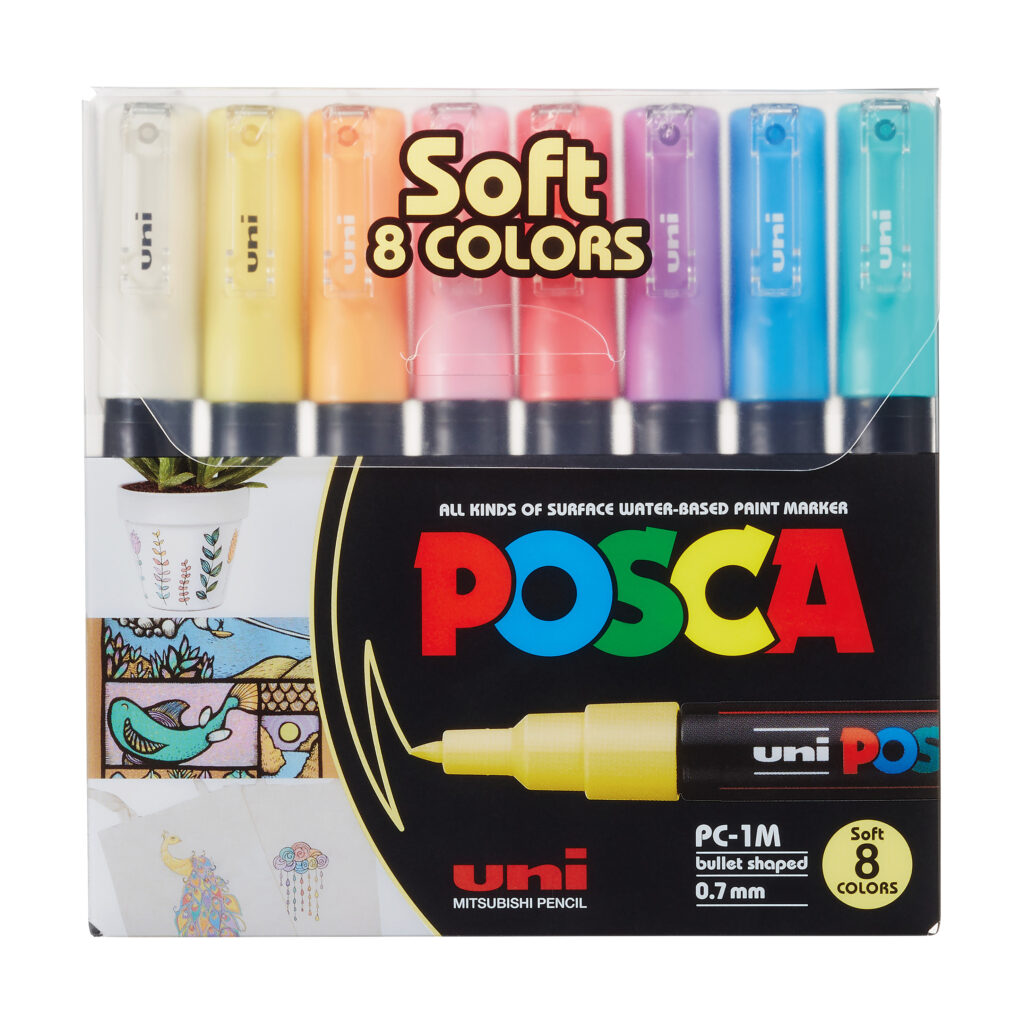 Uni POSCA 1M Set SOFT 8 colores - Pin Type 0,7 mm