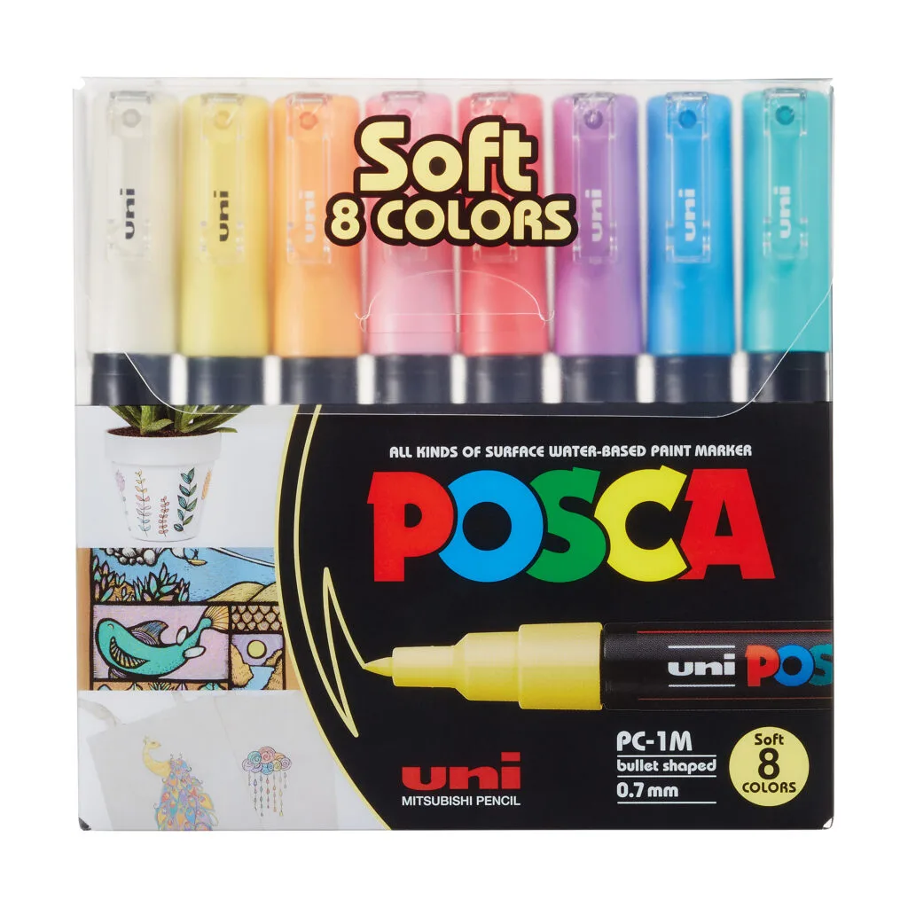 Uni POSCA 1M Set SOFT 8 colores - Pin Type 0,7 mm