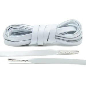 Cordones Planos Luxury Leather - White/Silver Plated