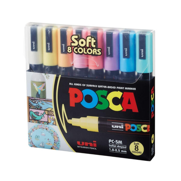 Uni POSCA 5M Set SOFT 8 colores - 1,8-2,5 mm