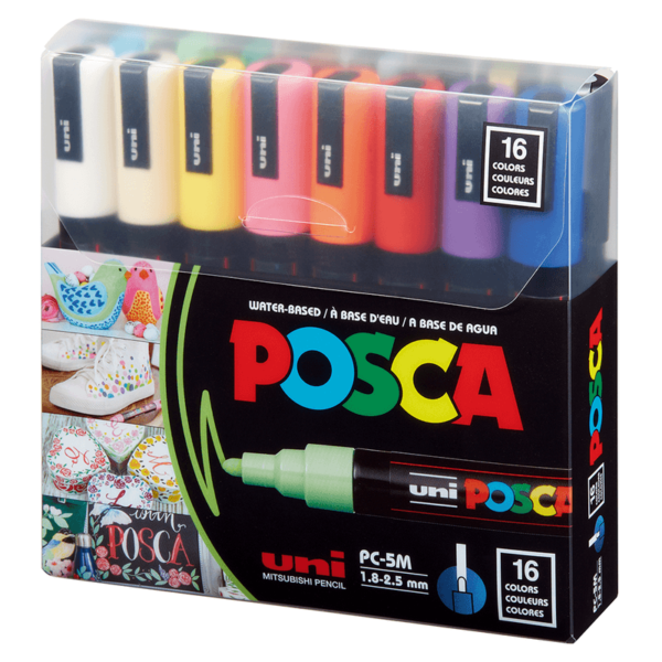 Uni POSCA 5M Set 16 colores - 1,8-2,5 mm