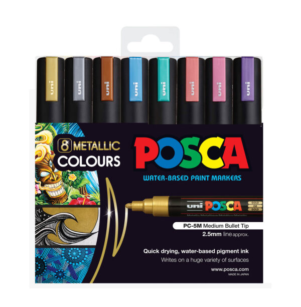 Uni POSCA 5M Set Metallic 8 colores - 1,8-2,5 mm
