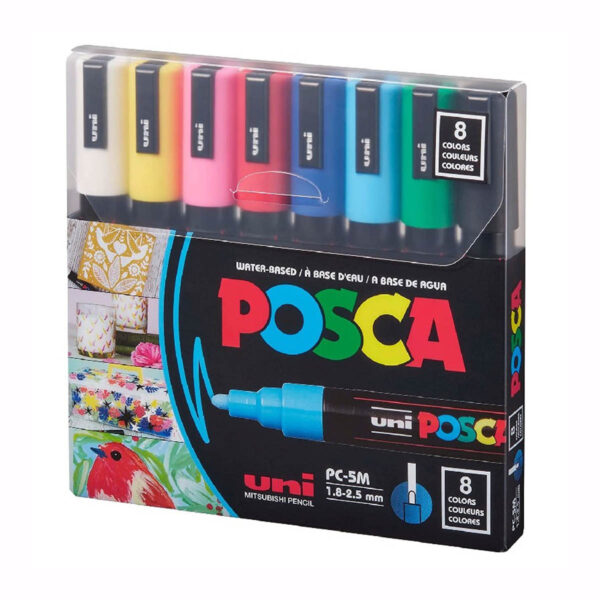 Uni POSCA 5M Set 8 colores - Bullet shaped 1,8-2,5 mm