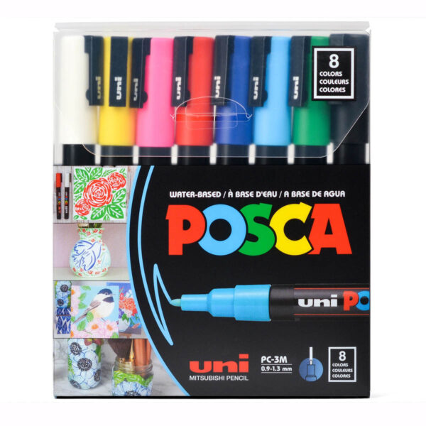 Uni POSCA 3M Set 8 colores - Bullet shaped 1,8-2,5 mm